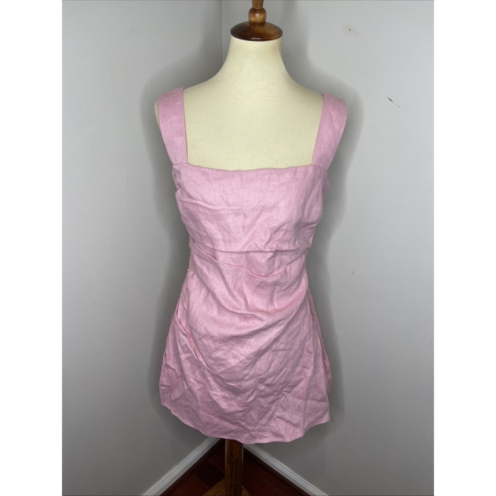 New Reformation Kerrigan Linen Dress in Babygirl Pink Size 10